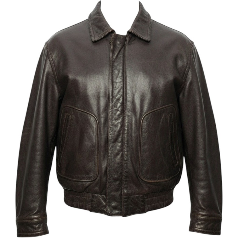 VTG 80s Banana Republic Leather A2 Bomber Jacket Mens 44 Dark Brown Boxy Flight